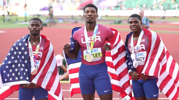 Kerley leads U.S. sweep in men’s 100m final at athletics worlds as De Grasse fails to qualify